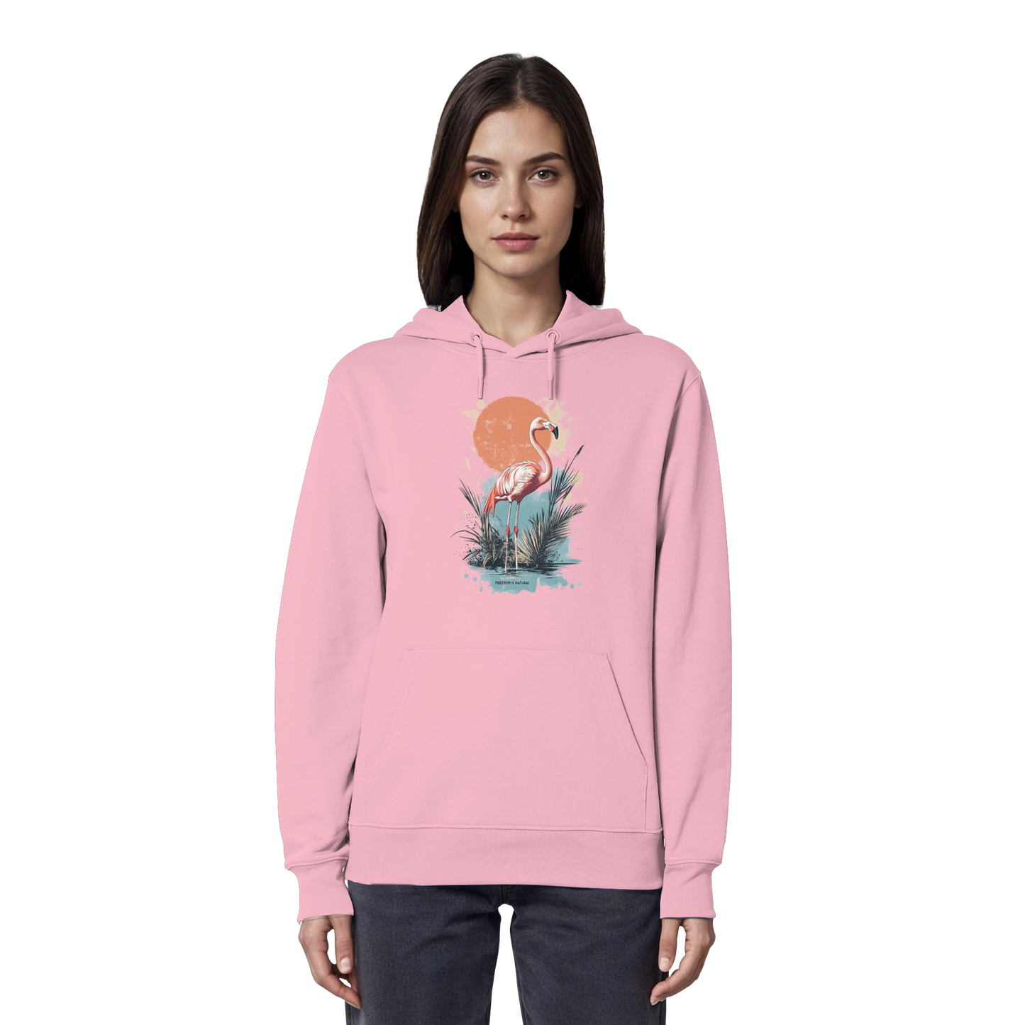 Flamingo Watercolor Style - Organic Hoodie Damen