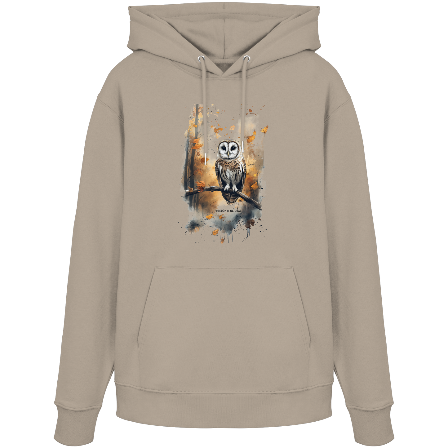Eule Watercolor Style - Organic Hoodie