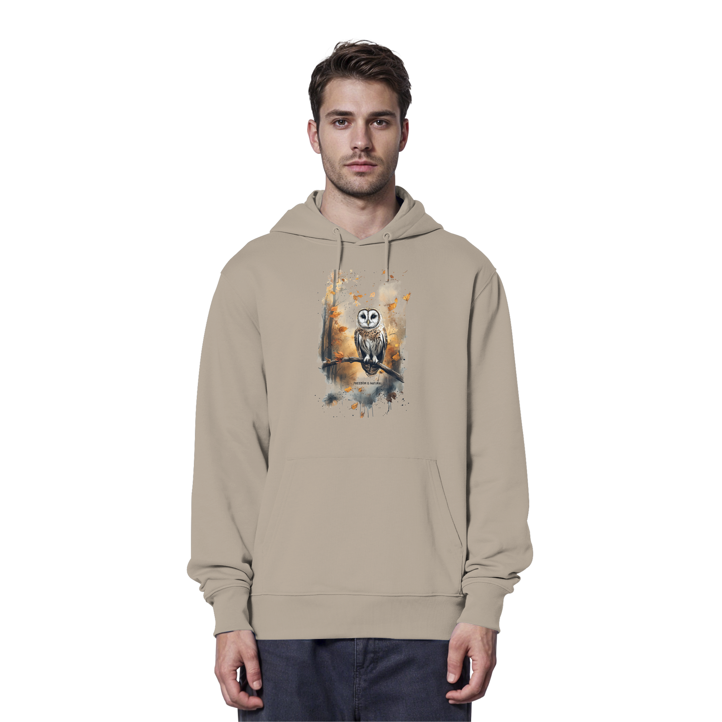 Eule Watercolor Style - Organic Hoodie