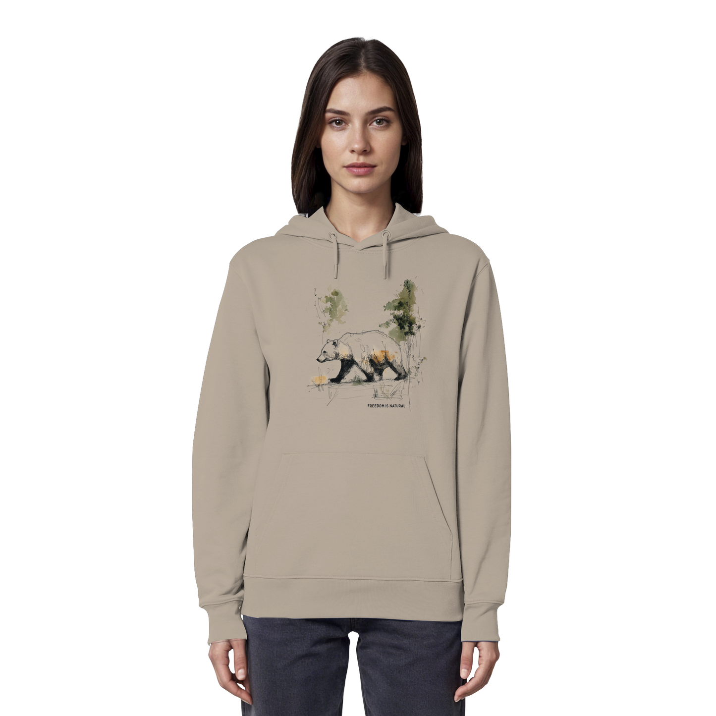 Bär Sketch Art Style - Organic Hoodie Damen