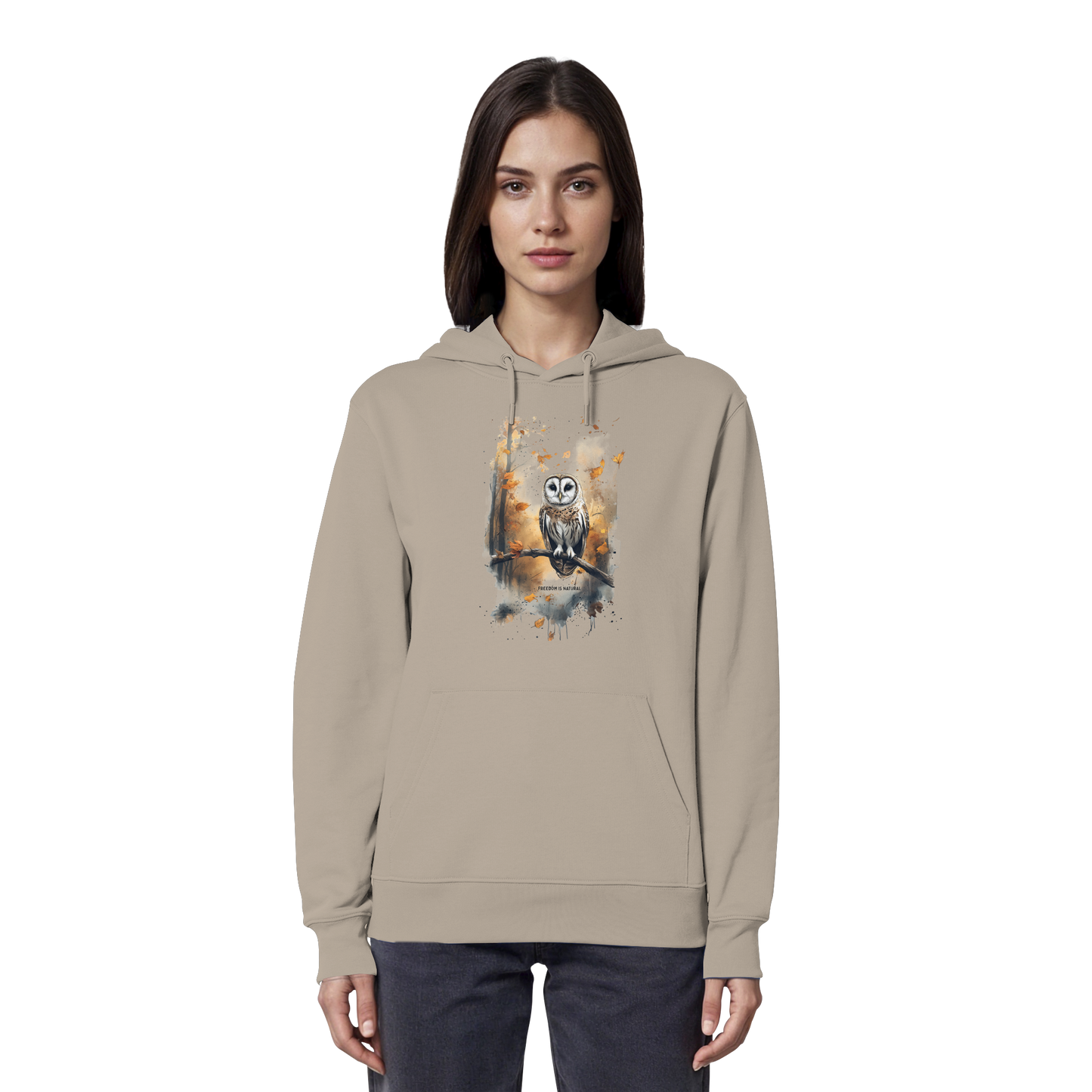 Eule Watercolor Style - Organic Hoodie Damen