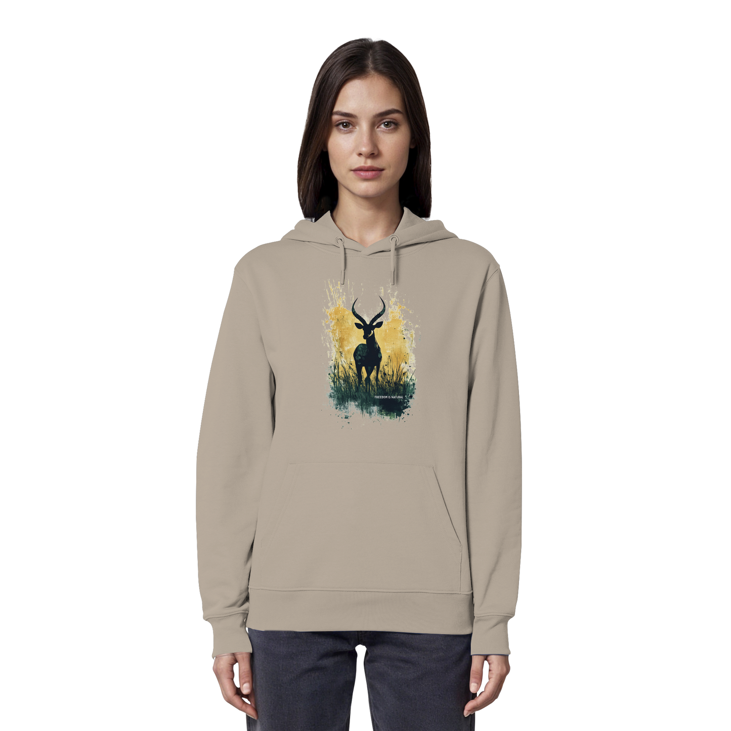 Antilope Watercolor Style - Organic Hoodie Damen