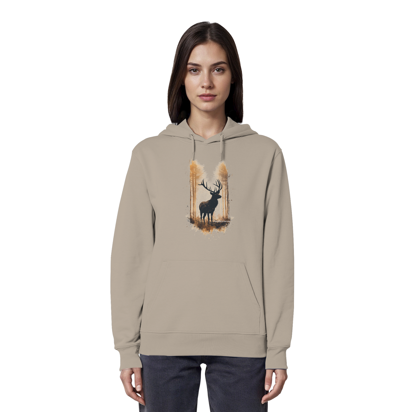 Hirsch Watercolor Style - Organic Hoodie Damen