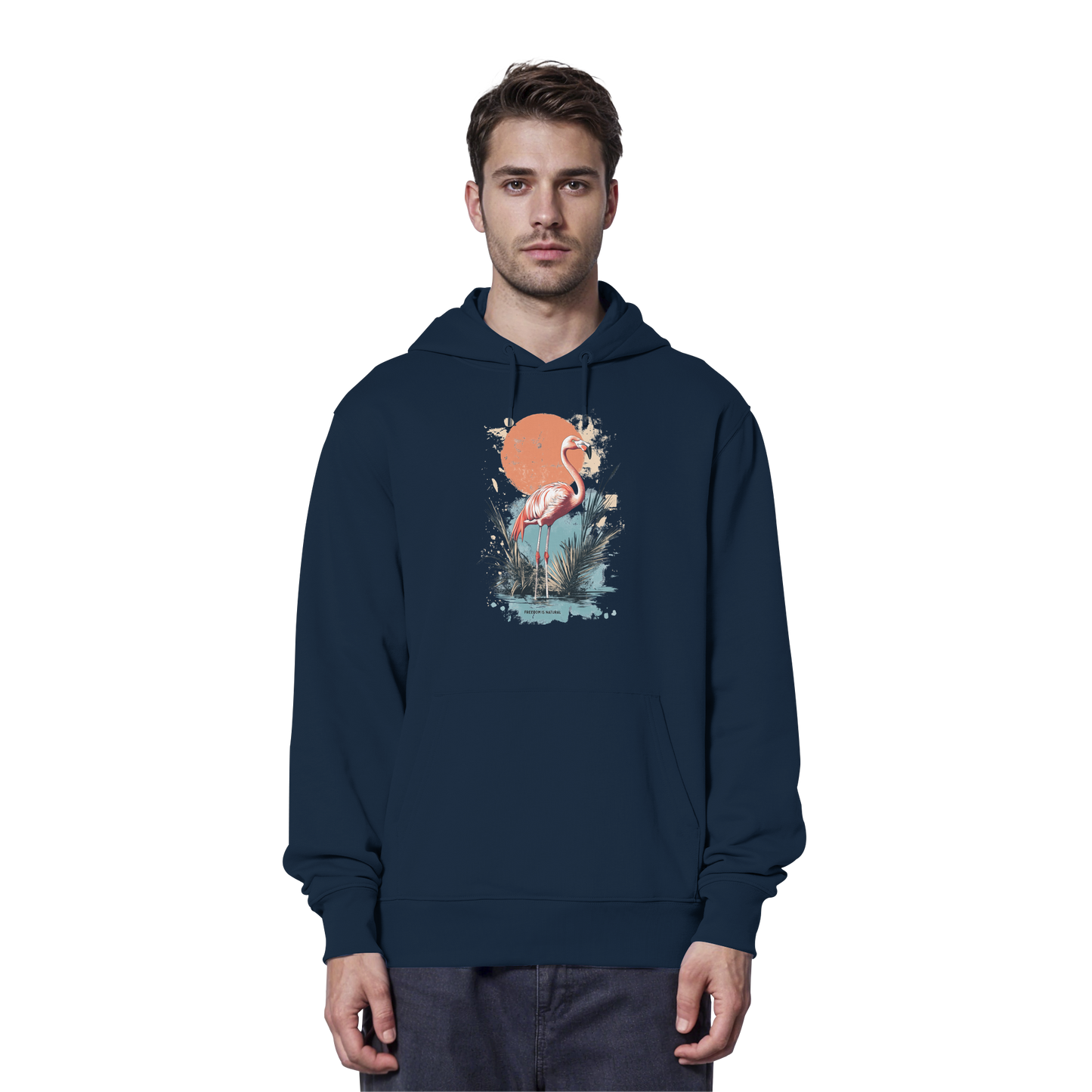 Flamingo Watercolor Style - Organic Hoodie