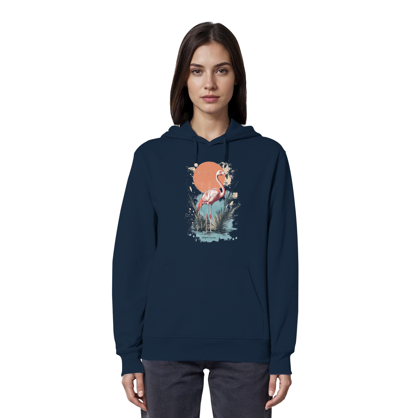 Flamingo Watercolor Style - Organic Hoodie Damen