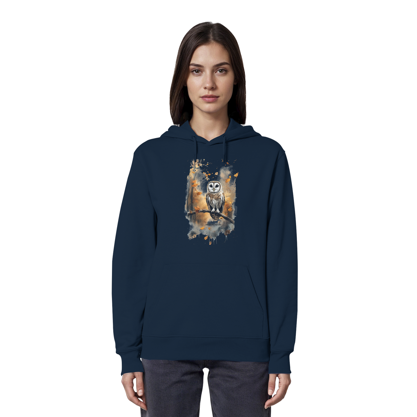 Eule Watercolor Style - Organic Hoodie Damen
