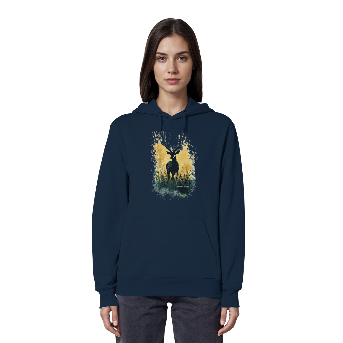 Antilope Watercolor Style - Organic Hoodie Damen
