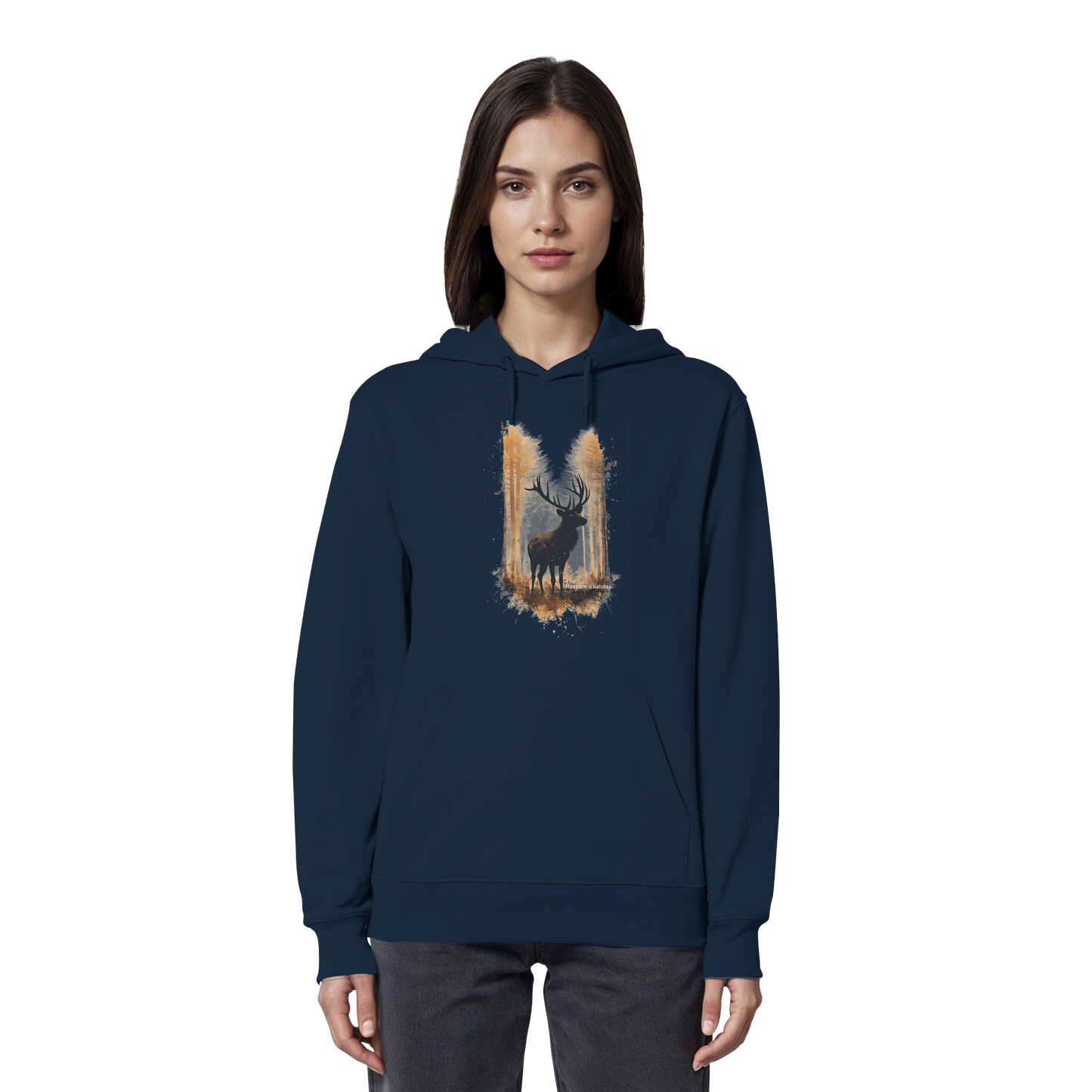 Hirsch Watercolor Style - Organic Hoodie Damen