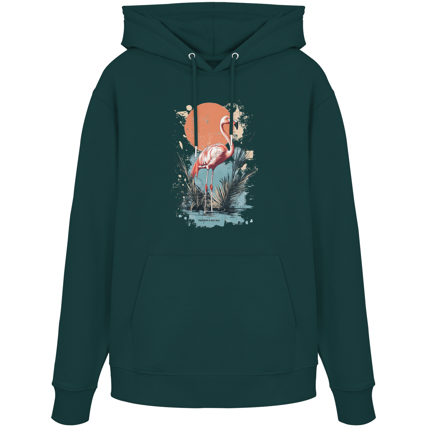Flamingo Watercolor Style - Organic Hoodie
