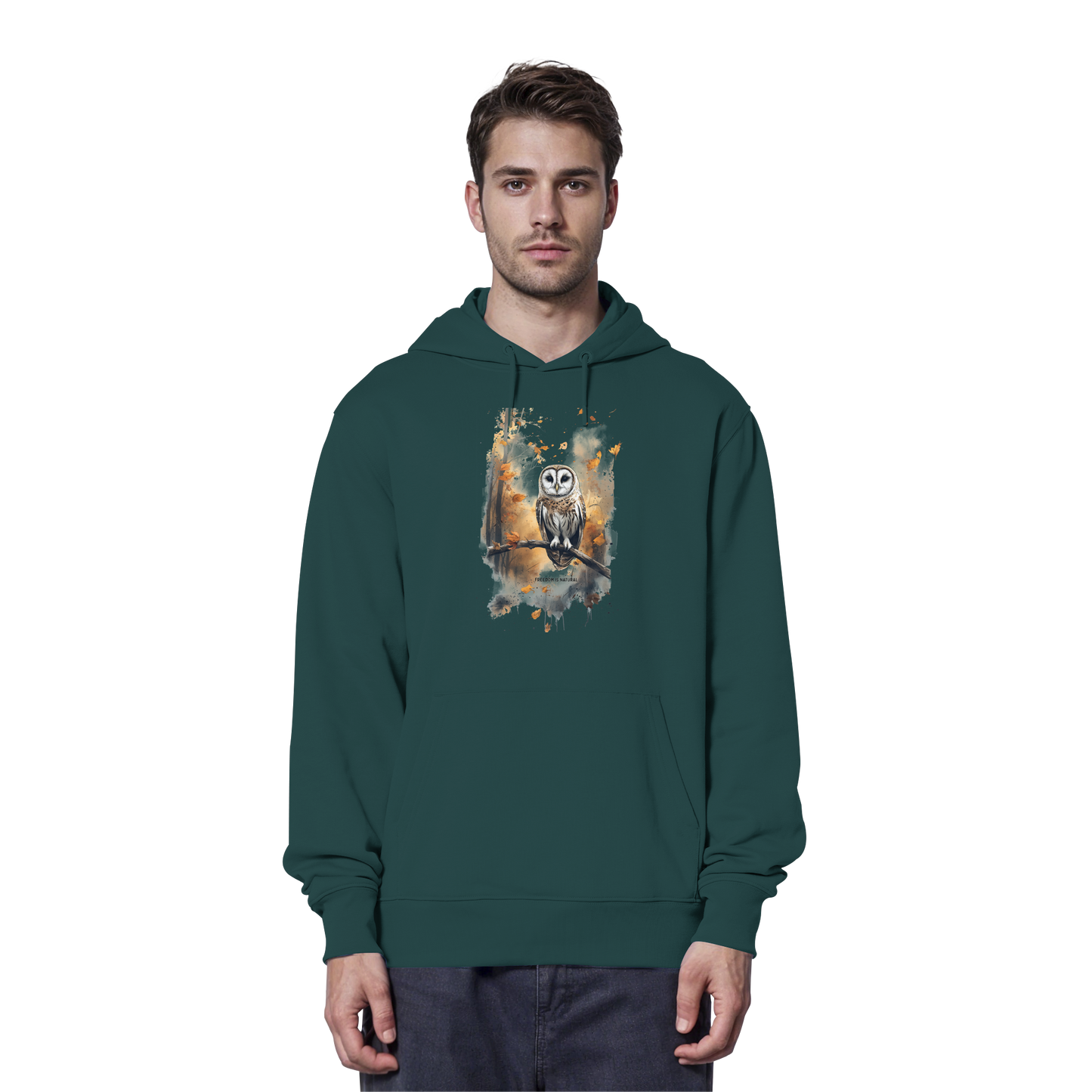 Eule Watercolor Style - Organic Hoodie