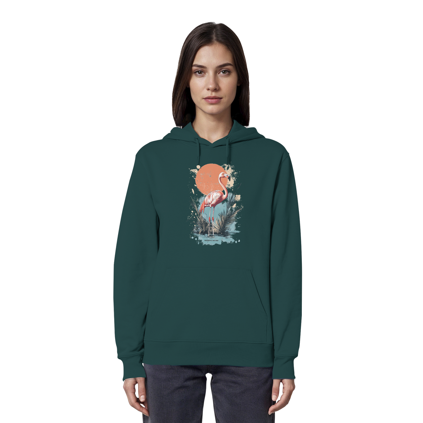 Flamingo Watercolor Style - Organic Hoodie Damen