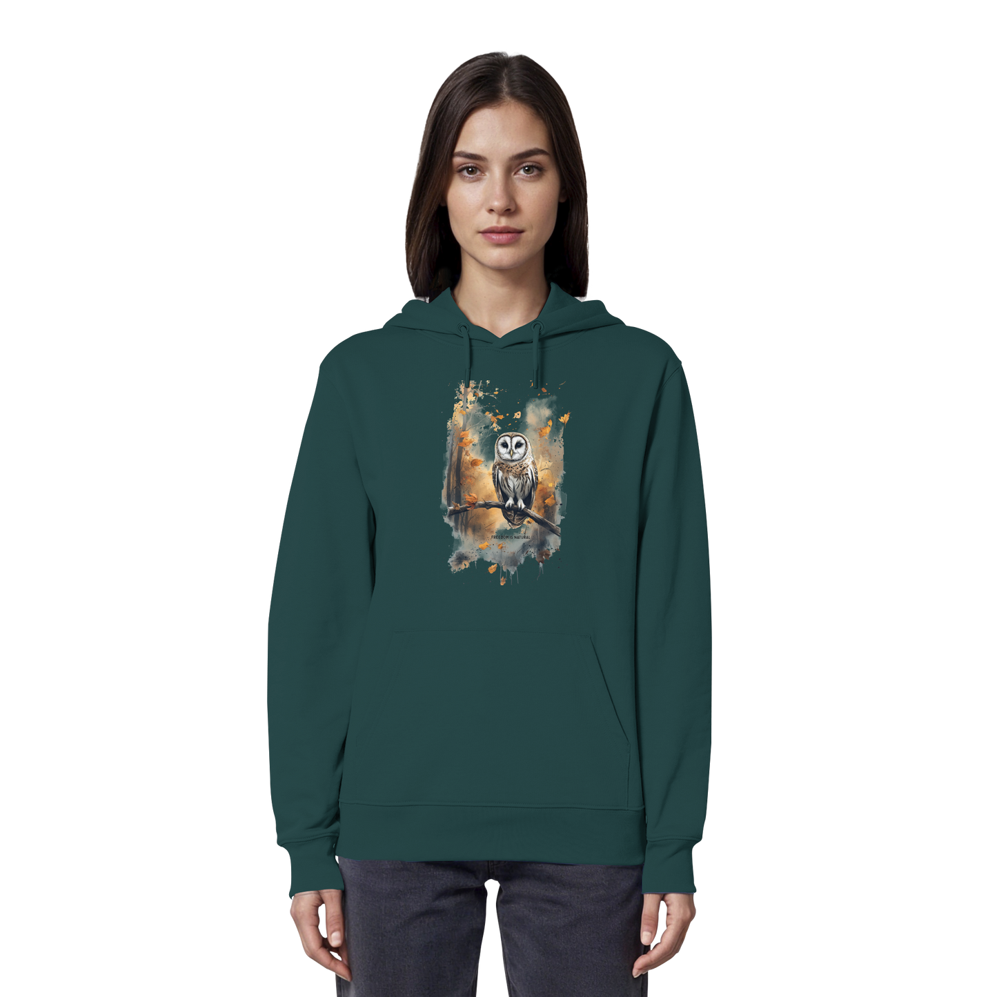 Eule Watercolor Style - Organic Hoodie Damen