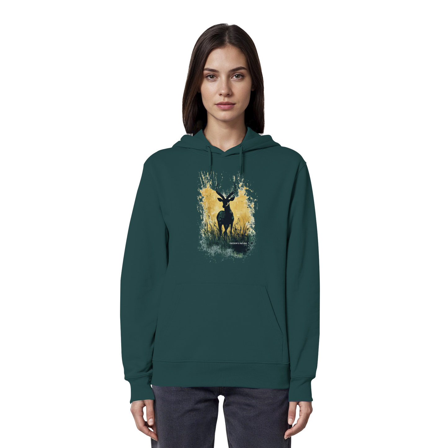 Antilope Watercolor Style - Organic Hoodie Damen