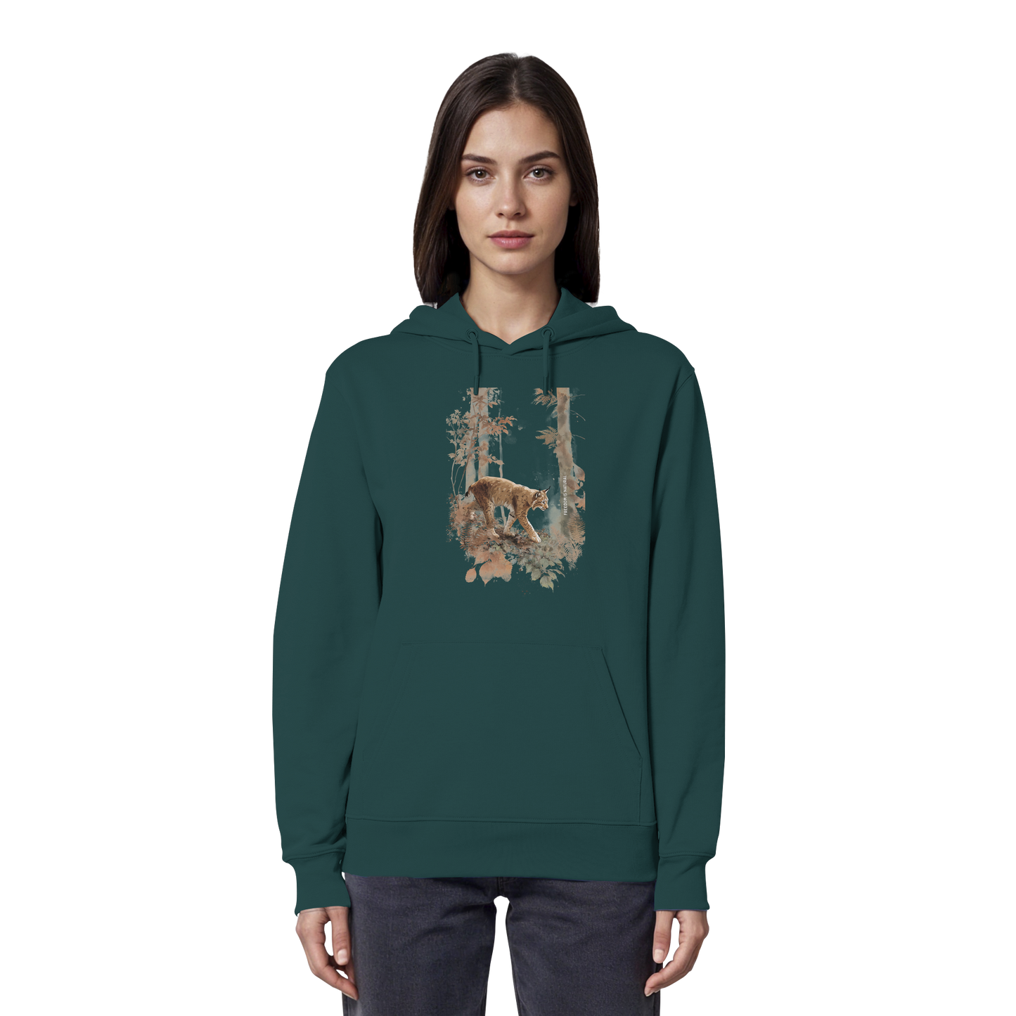 Luchs Watercolor Style - Organic Hoodie Damen