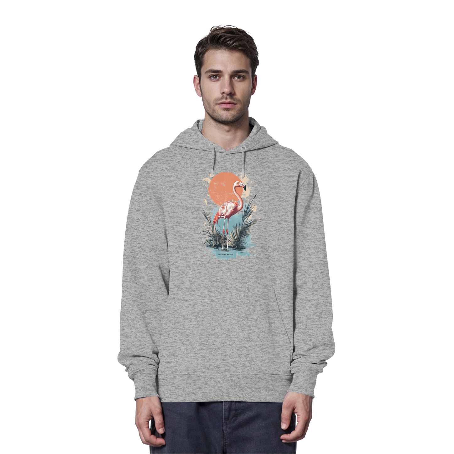 Flamingo Watercolor Style - Organic Hoodie