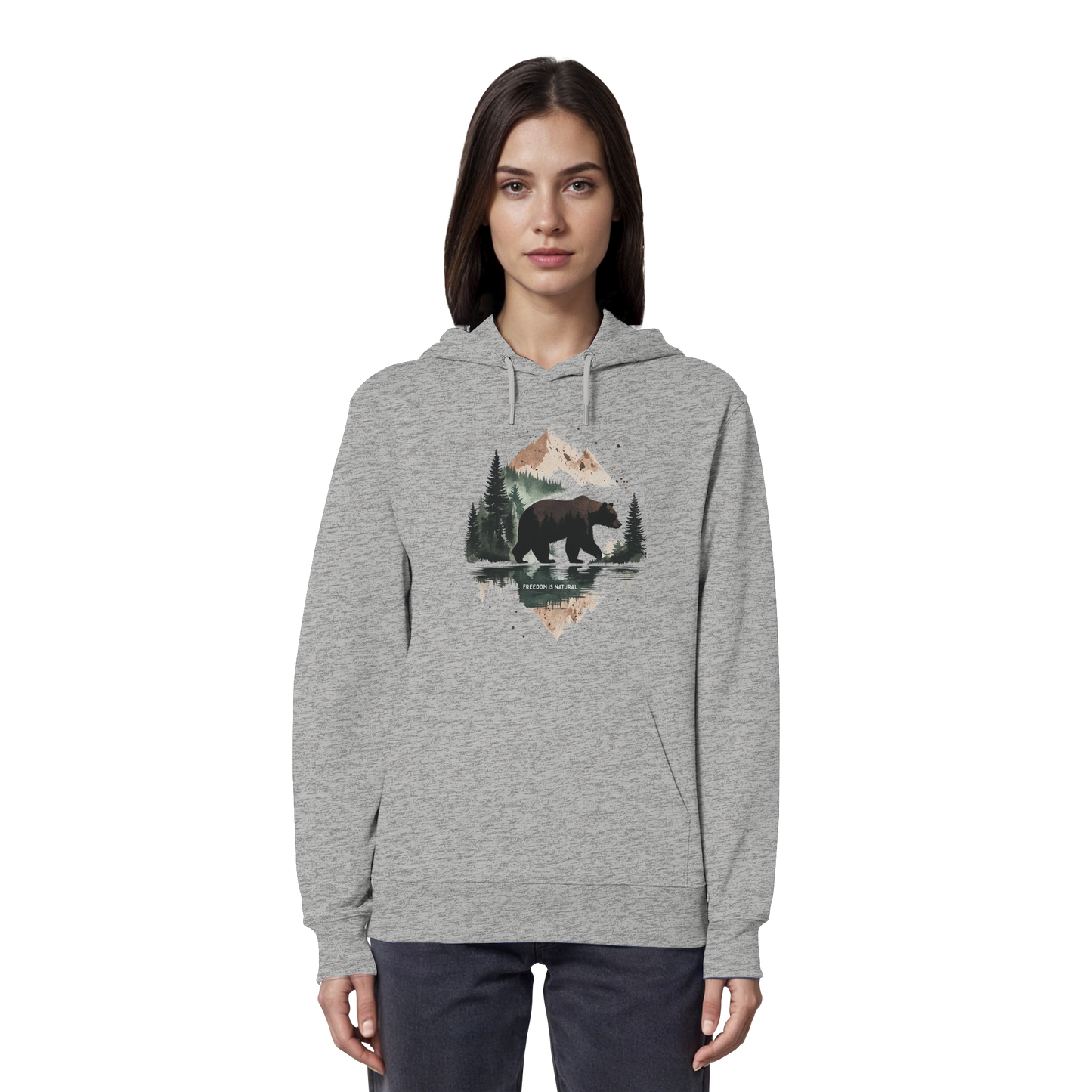 Bär Watercolor Style - Organic Hoodie Damen
