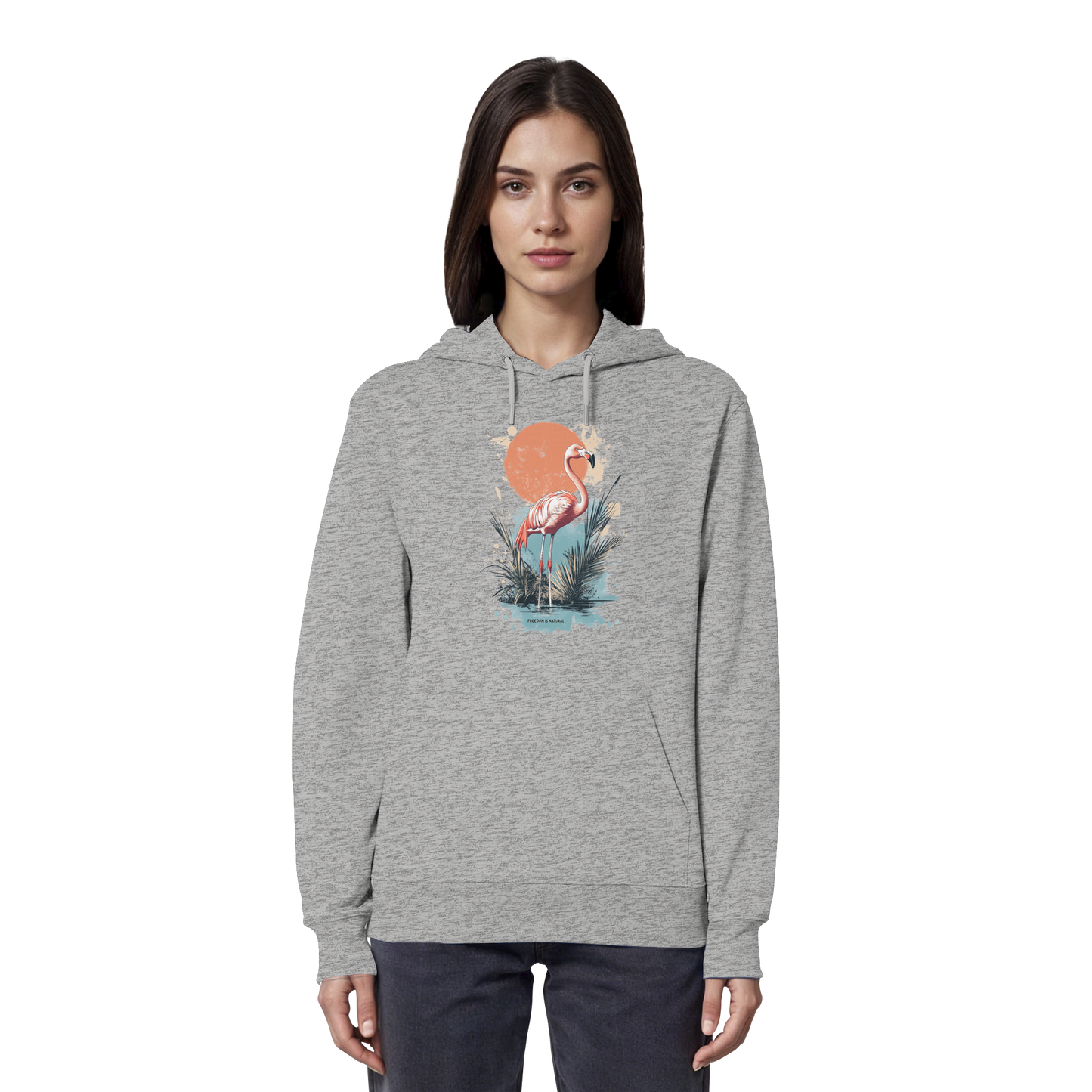 Flamingo Watercolor Style - Organic Hoodie Damen