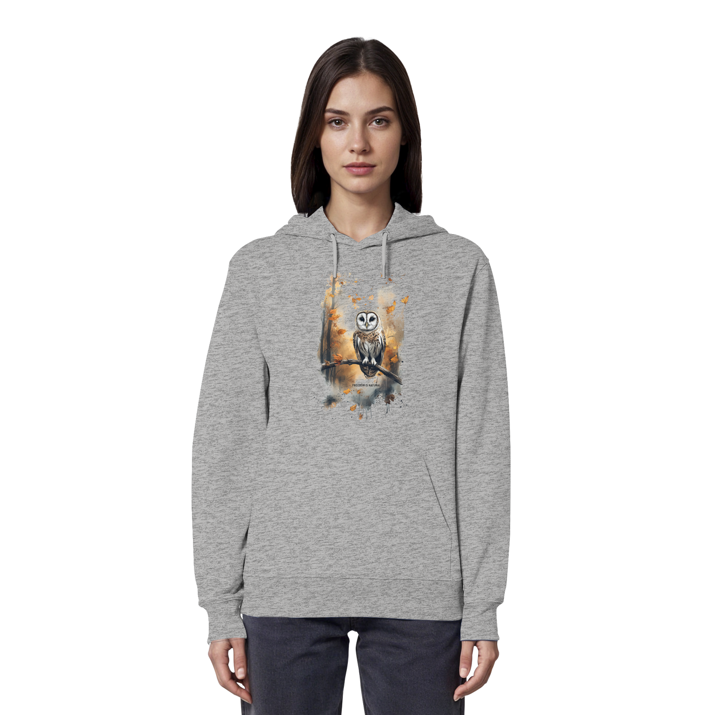 Eule Watercolor Style - Organic Hoodie Damen
