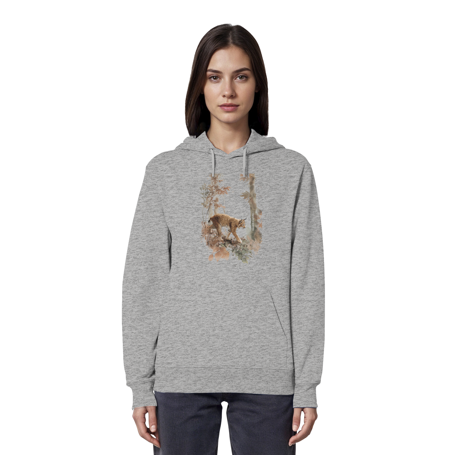 Luchs Watercolor Style - Organic Hoodie Damen