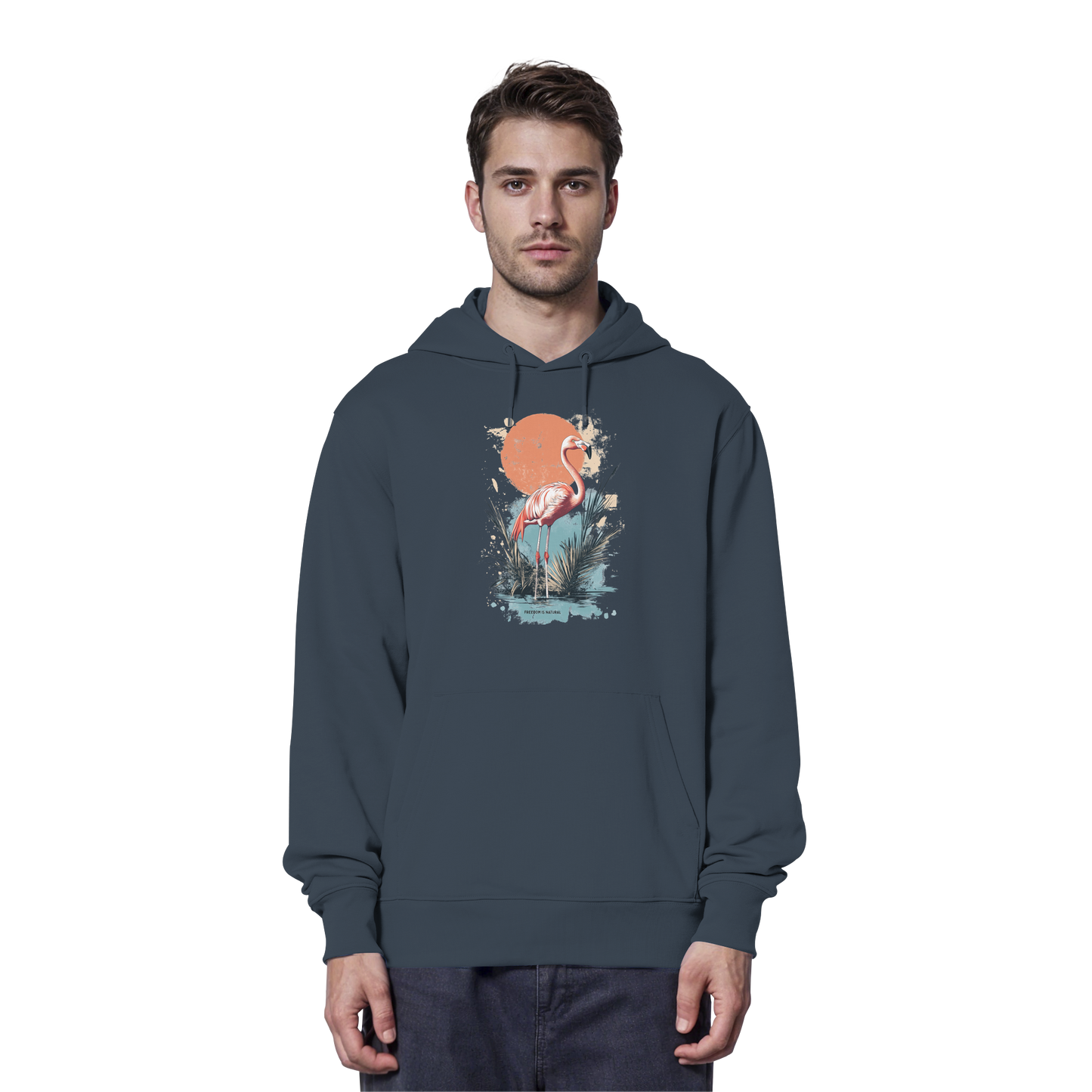 Flamingo Watercolor Style - Organic Hoodie
