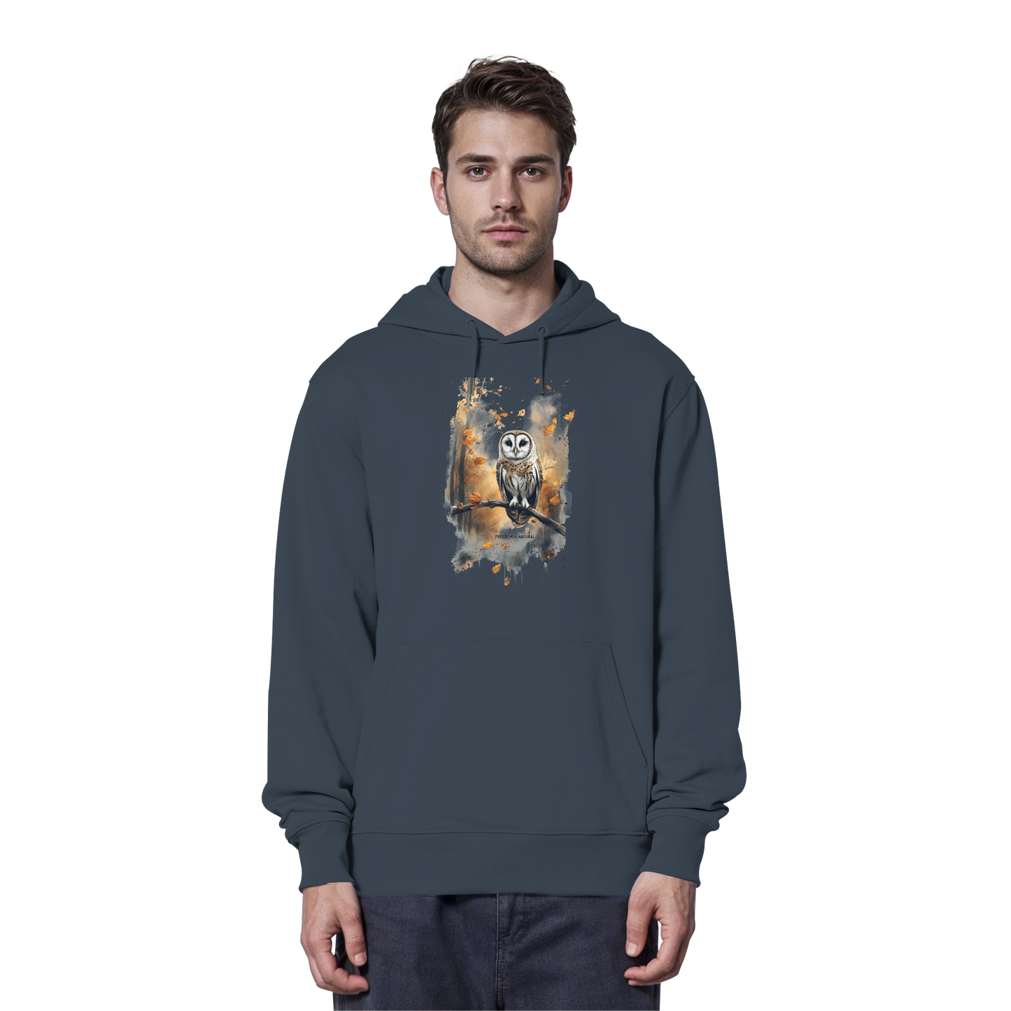 Eule Watercolor Style - Organic Hoodie