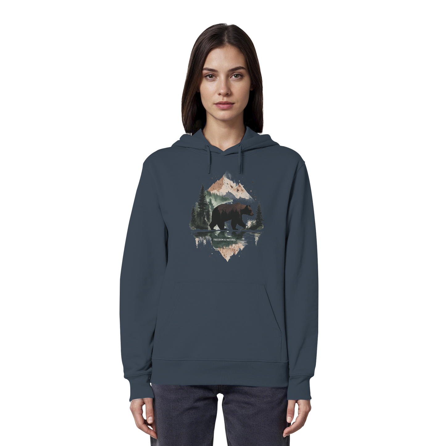 Bär Watercolor Style - Organic Hoodie Damen