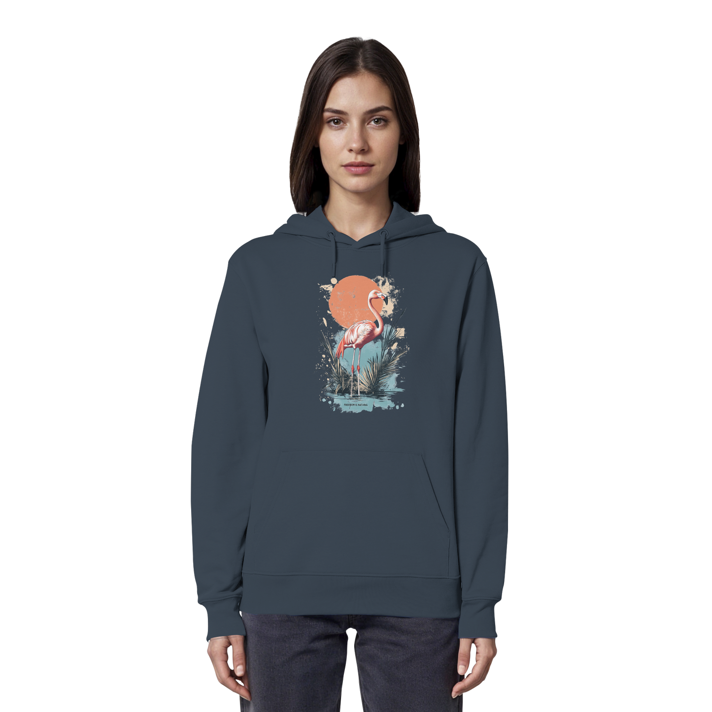 Flamingo Watercolor Style - Organic Hoodie Damen