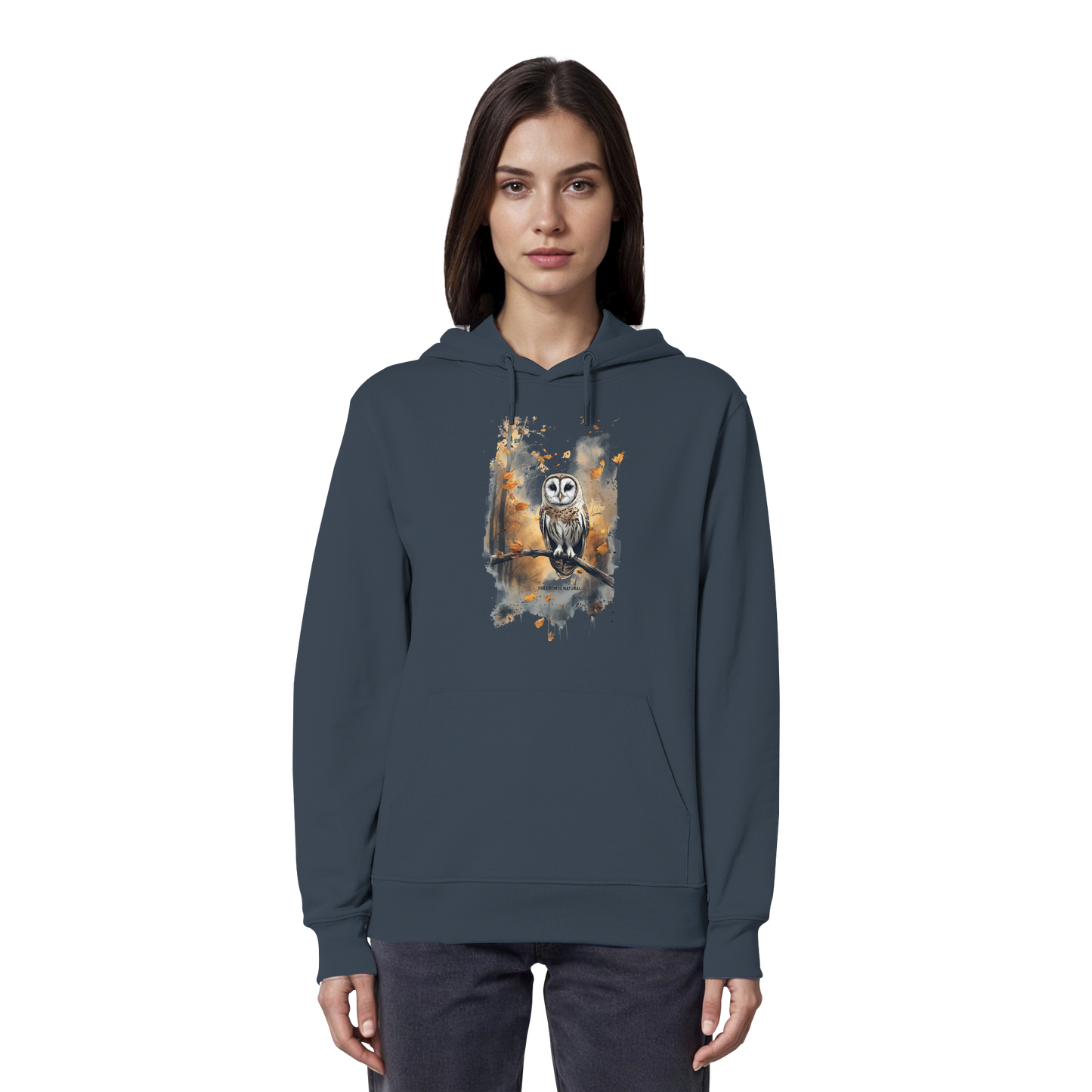 Eule Watercolor Style - Organic Hoodie Damen