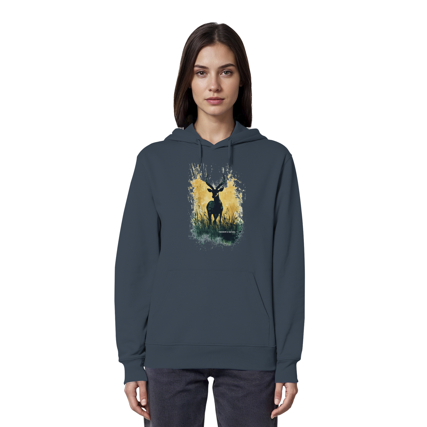 Antilope Watercolor Style - Organic Hoodie Damen
