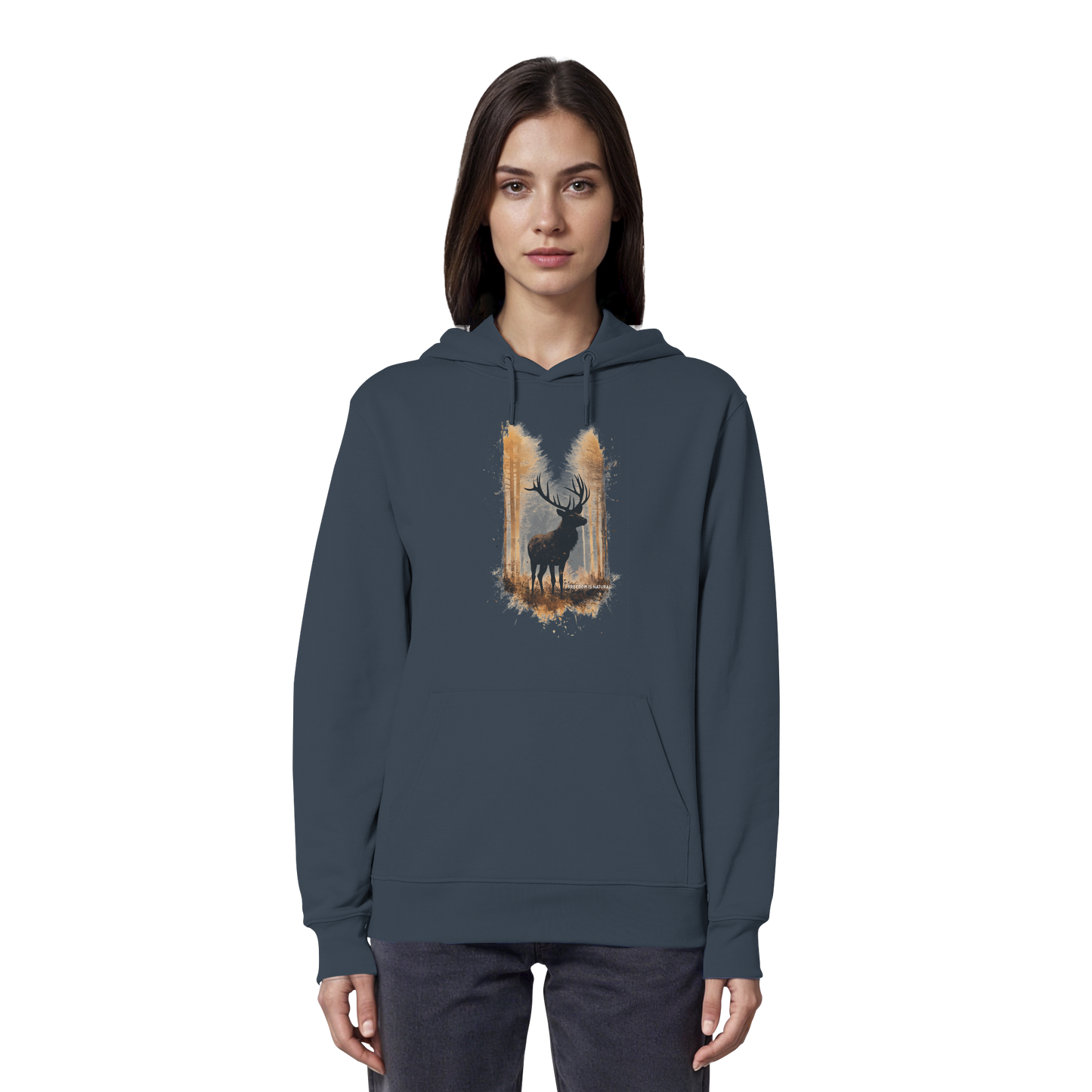 Hirsch Watercolor Style - Organic Hoodie Damen