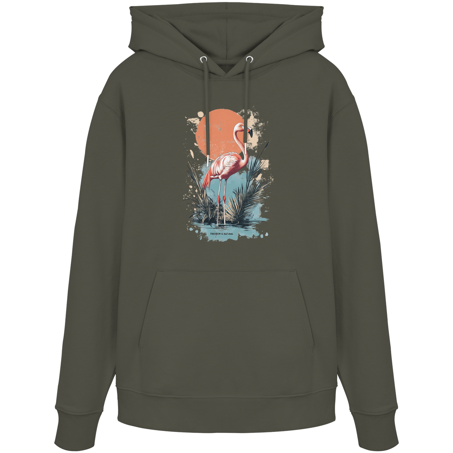 Flamingo Watercolor Style - Organic Hoodie