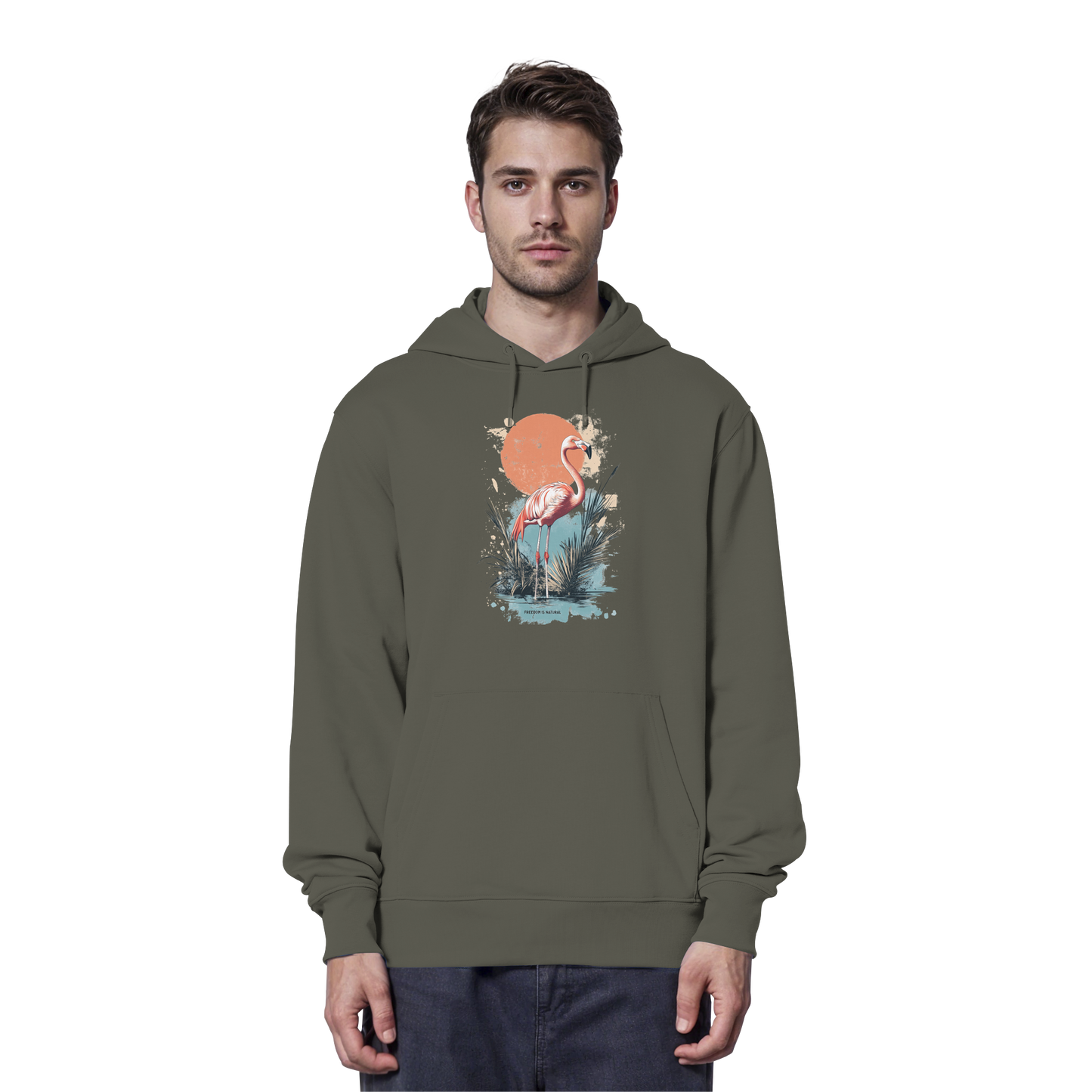 Flamingo Watercolor Style - Organic Hoodie