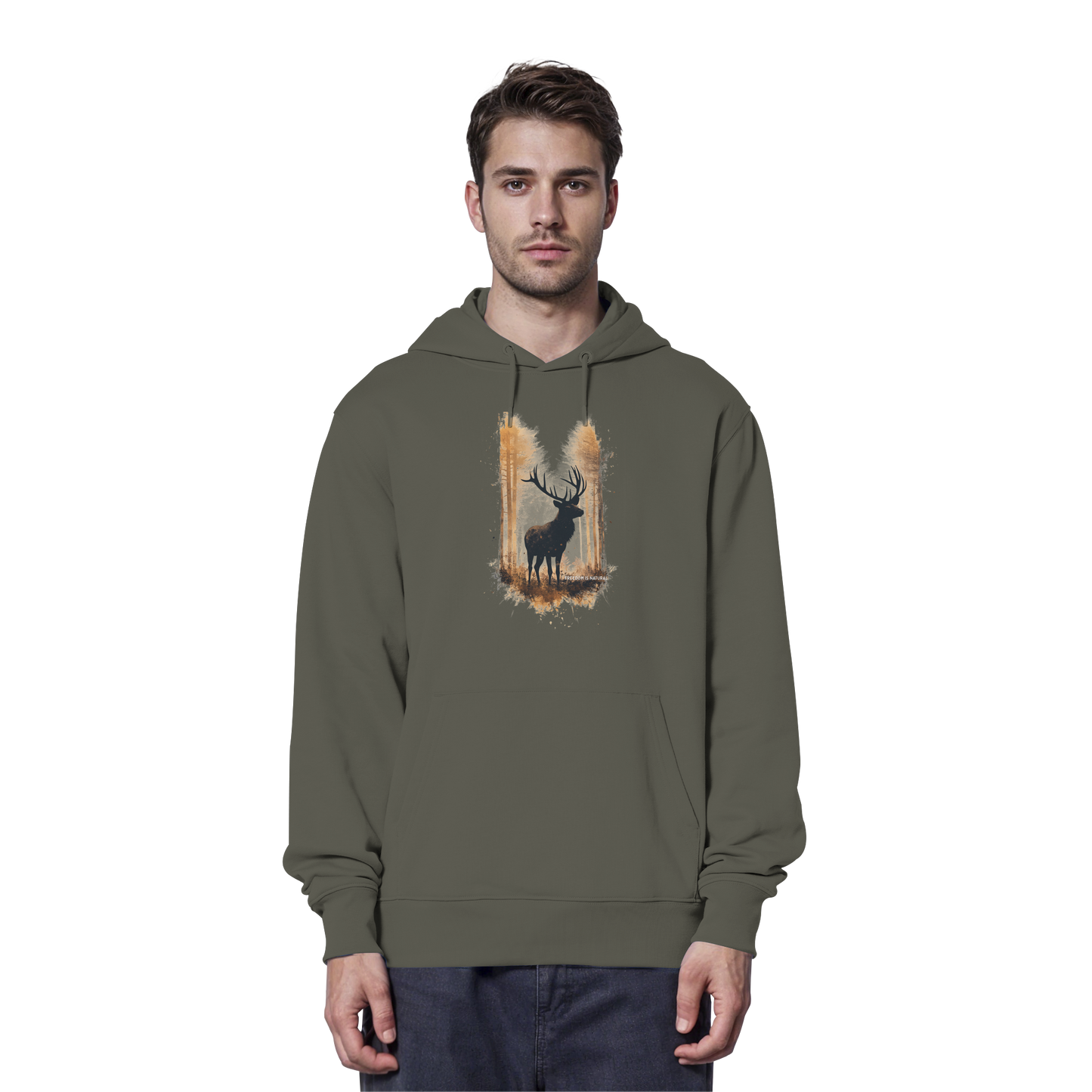 Hirsch Watercolor Style - Organic Hoodie