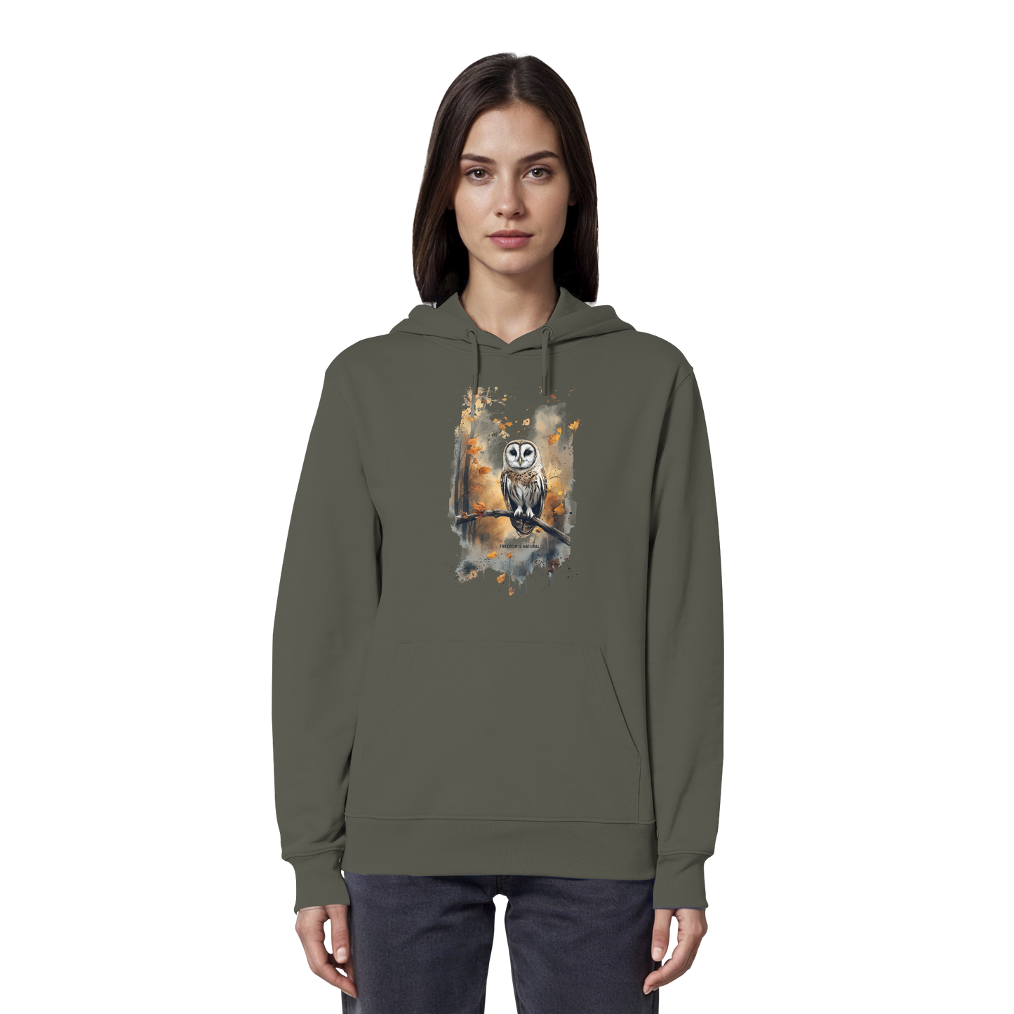 Eule Watercolor Style - Organic Hoodie Damen