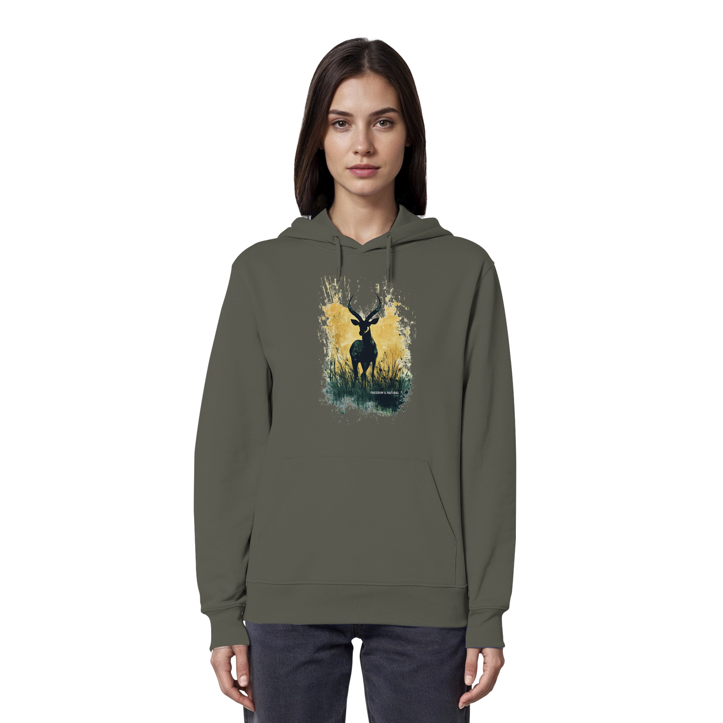Antilope Watercolor Style - Organic Hoodie Damen