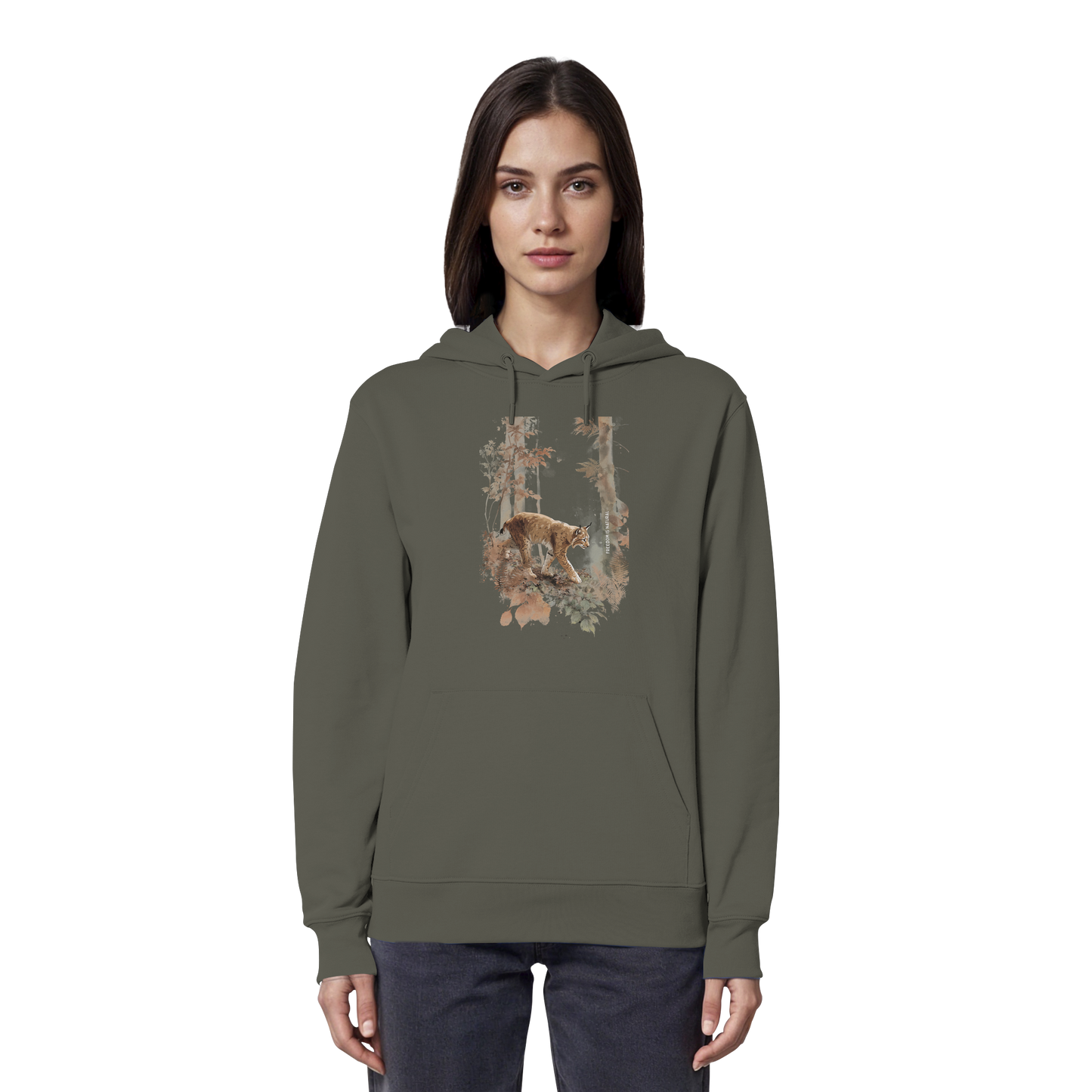 Luchs Watercolor Style - Organic Hoodie Damen