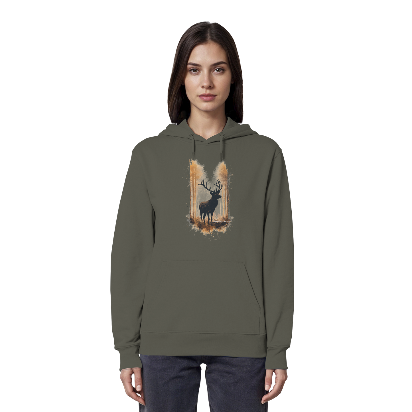 Hirsch Watercolor Style - Organic Hoodie Damen