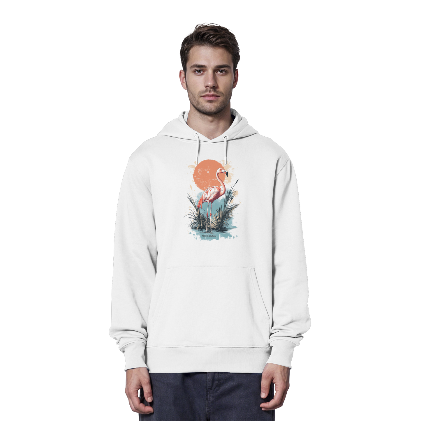 Flamingo Watercolor Style - Organic Hoodie