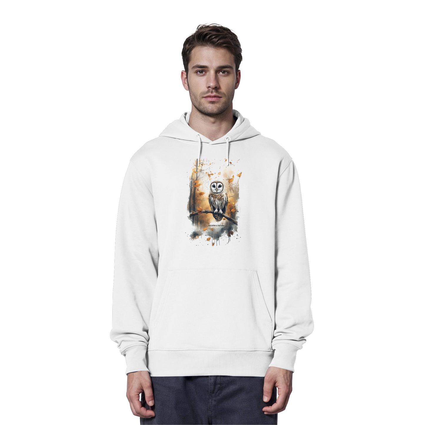 Eule Watercolor Style - Organic Hoodie