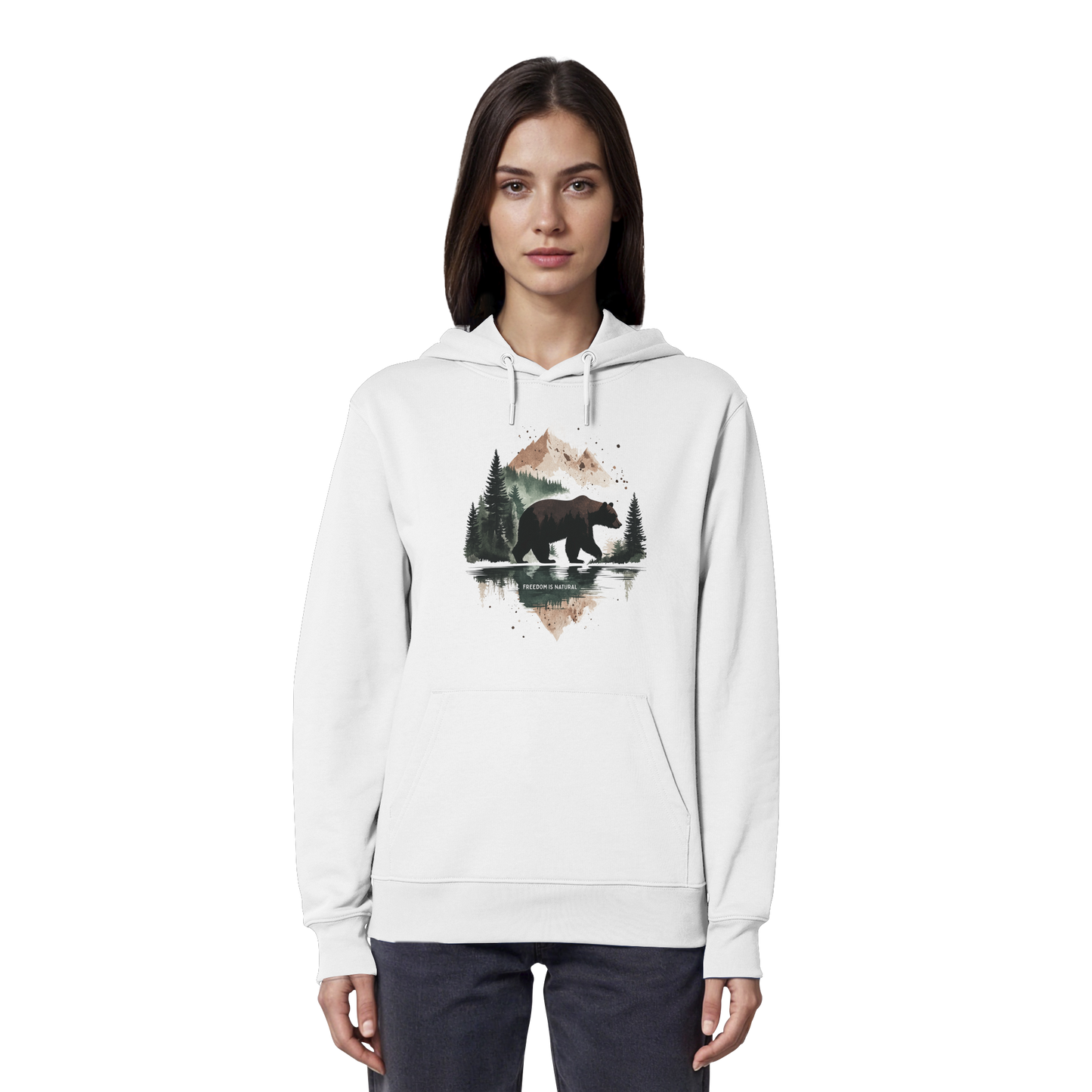 Bär Watercolor Style - Organic Hoodie Damen