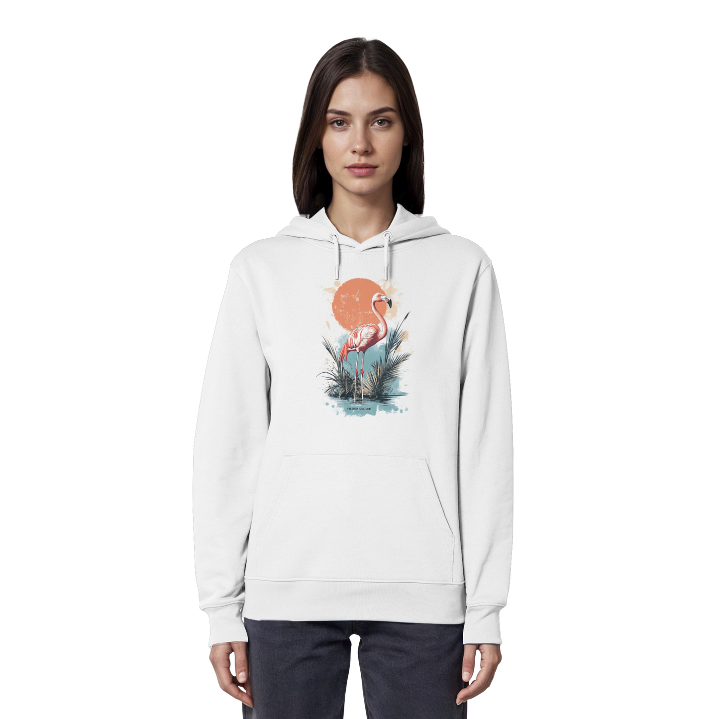 Flamingo Watercolor Style - Organic Hoodie Damen