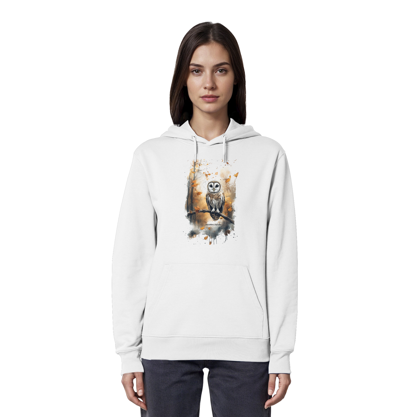 Eule Watercolor Style - Organic Hoodie Damen
