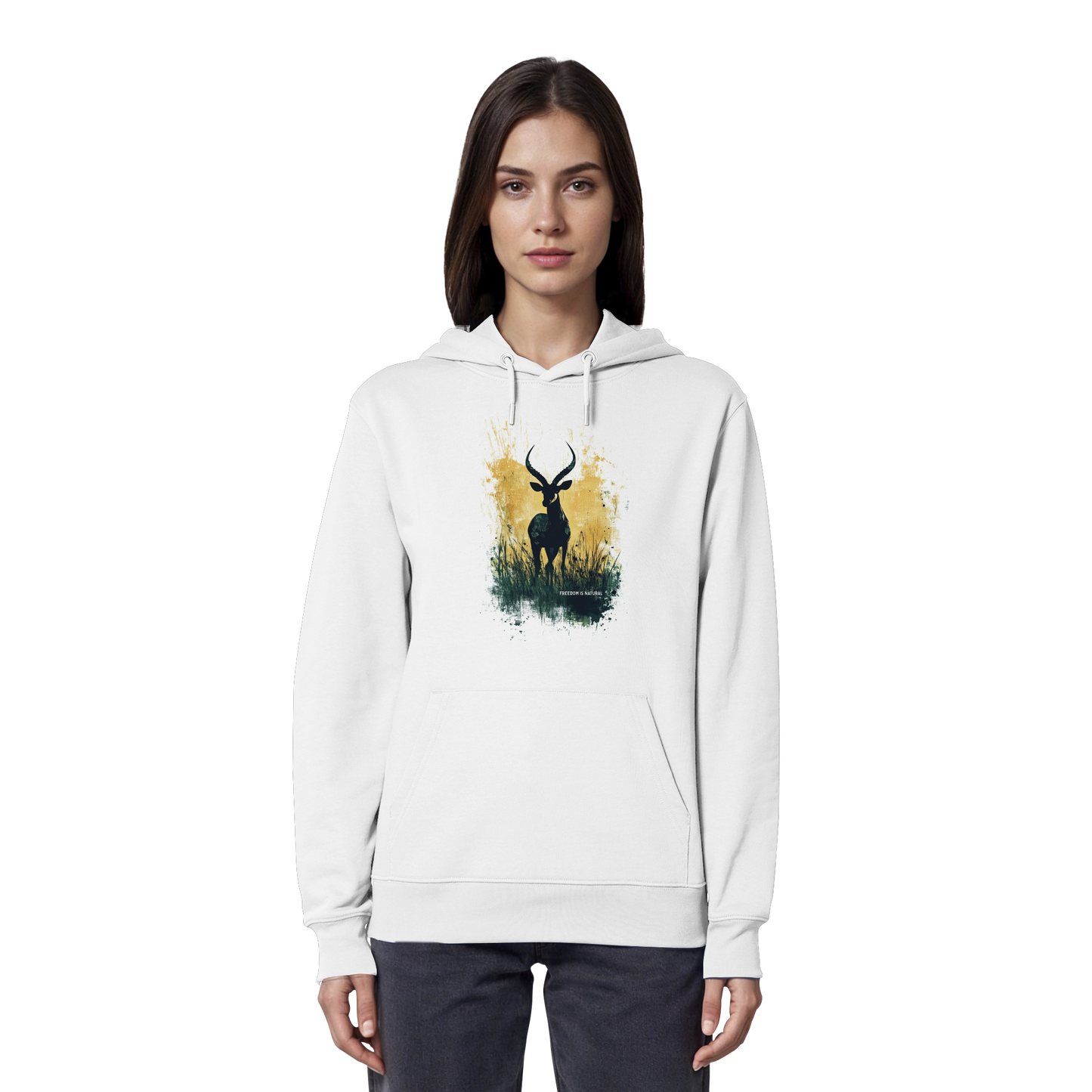 Antilope Watercolor Style - Organic Hoodie Damen