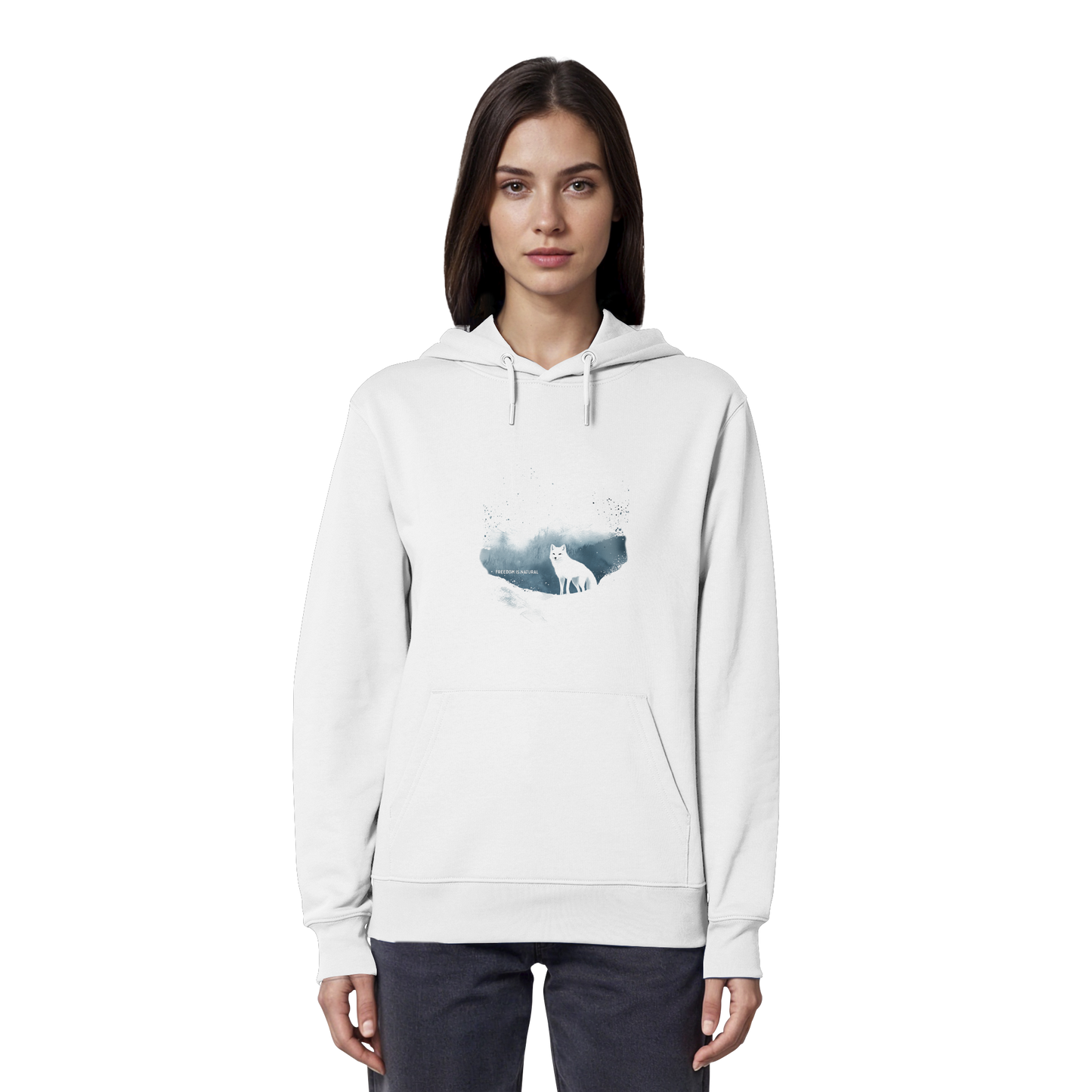 Schneefuchs Watercolor Style - Organic Hoodie Damen
