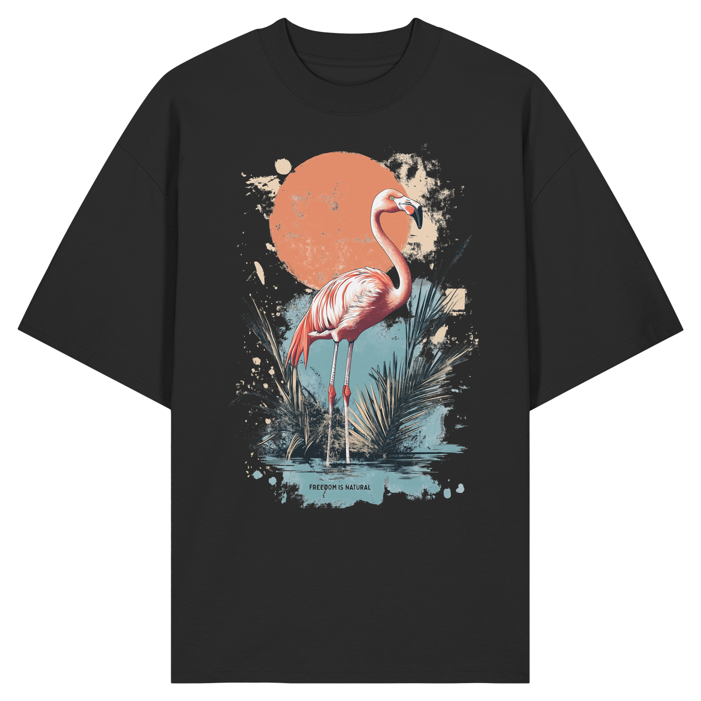 Flamingo Watercolor Style - Organic Oversize Shirt