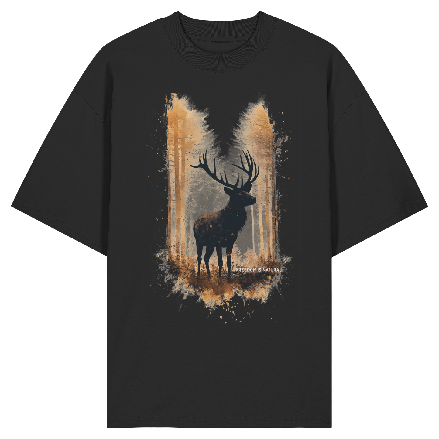 Hirsch Watercolor Style - Organic Oversize Shirt