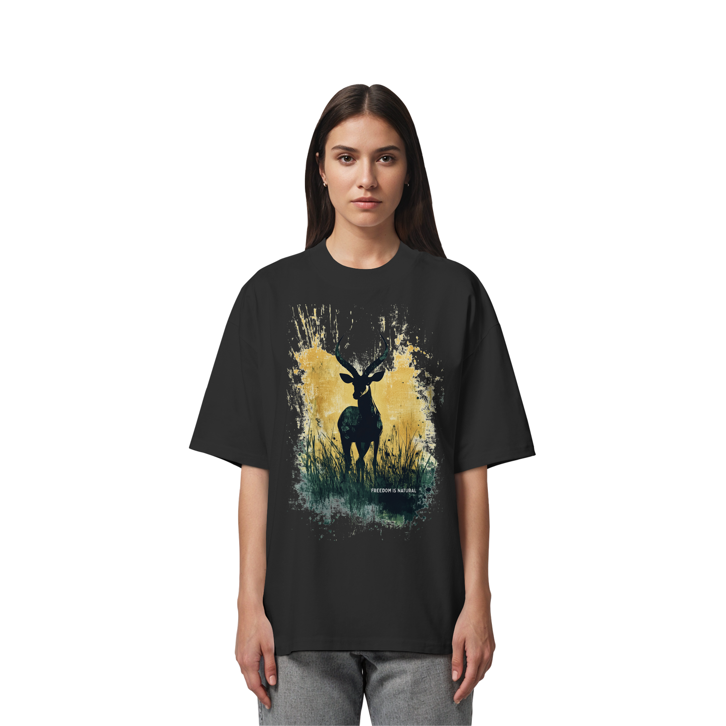 Antilope Watercolor Style - Unisex Organic Oversize Shirt
