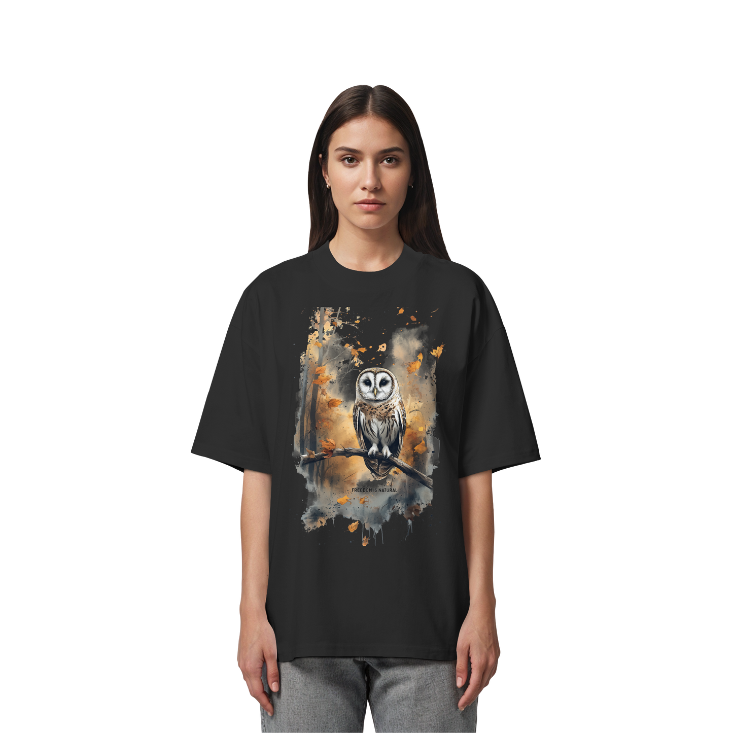Eule Watercolor Style - Organic Oversize Shirt