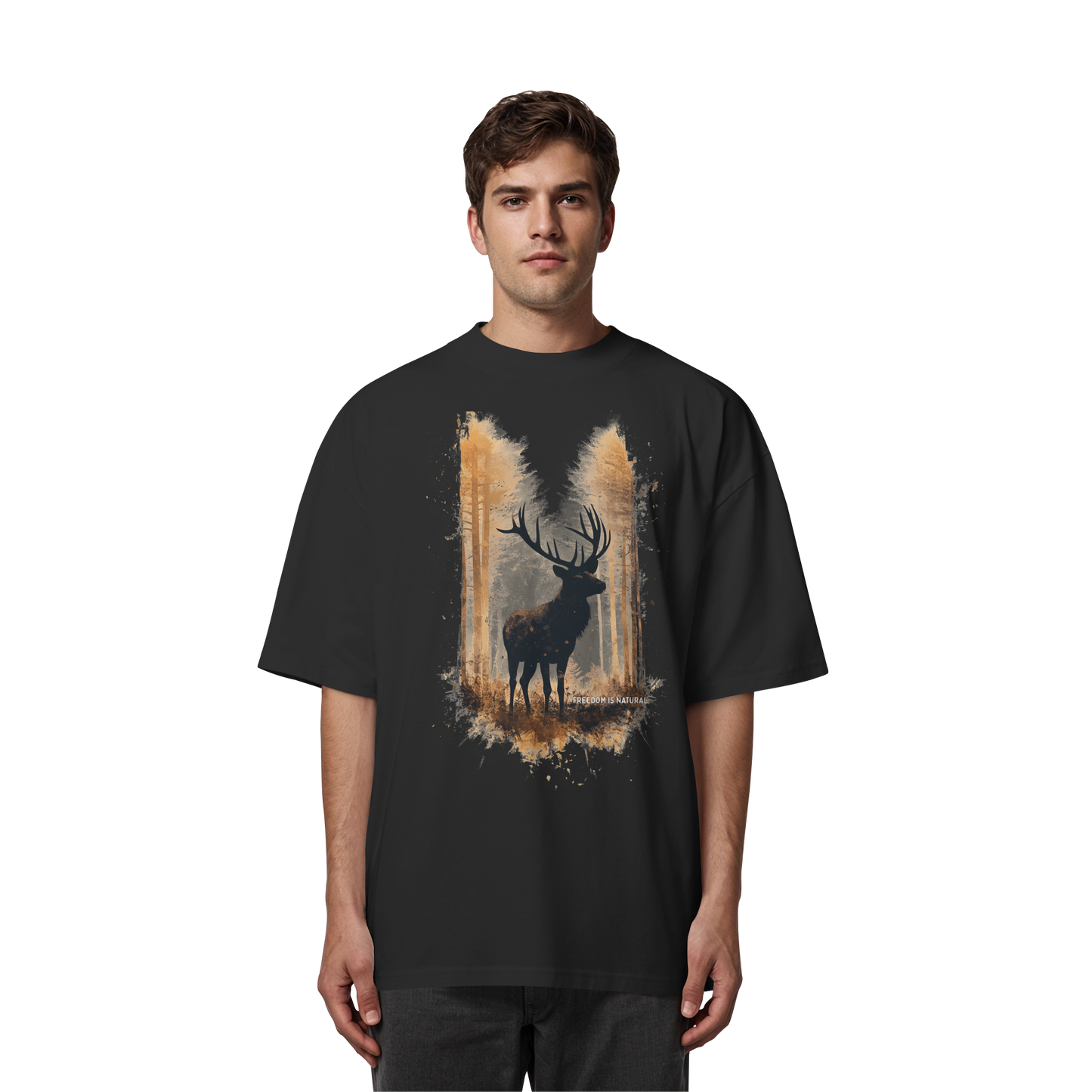 Hirsch Watercolor Style - Organic Oversize Shirt