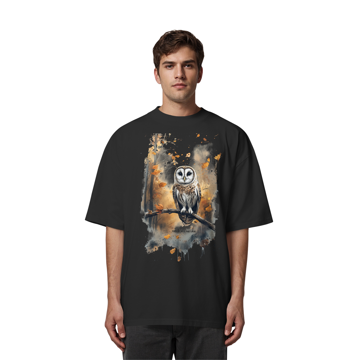 Eule Watercolor Style - Organic Oversize Shirt